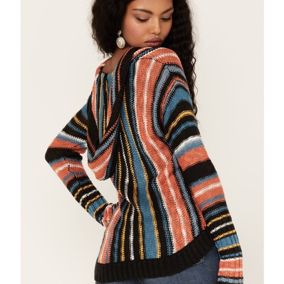 Rock & Roll Women’s Serape Stripe Hooded Sweater - Picture 3 of 3